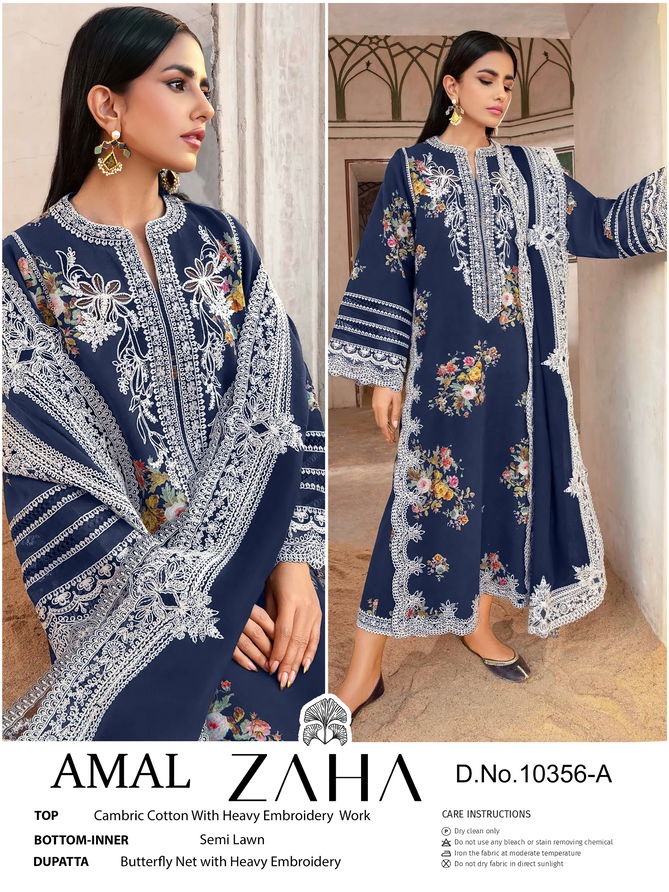 Amal By Embroidery Cambric Cotton Zaha Pakistani Suits Wholesale Price In Surat
